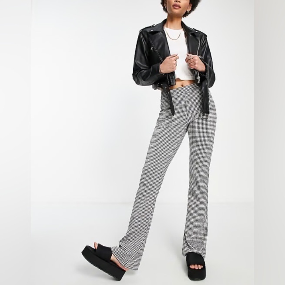 HURLEY | Black and White Houndstooth Tall Flare Pants